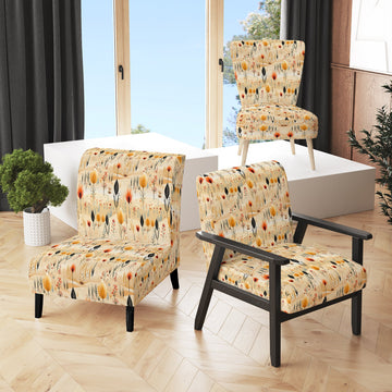 Beige Meadow Flowers Boho Pattern - Cottage Arm Chair
